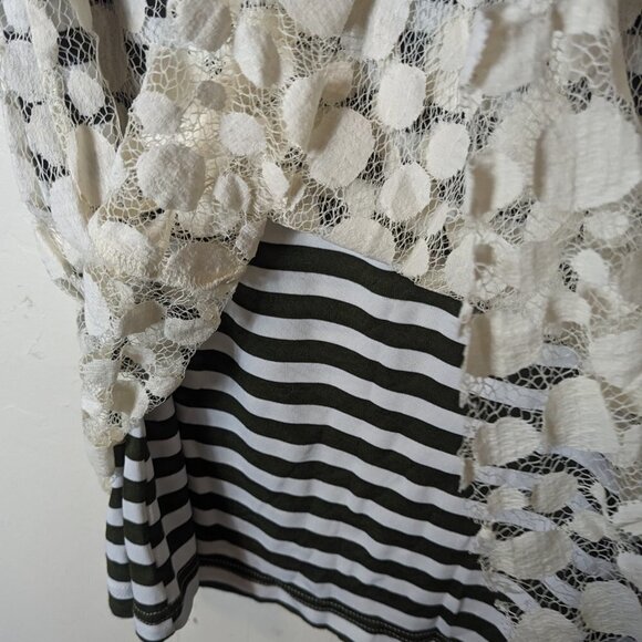 Unconventional Lace Overlay Lili's Closet Tangled Layer Dot Stripe Top Tank - Picture 6 of 7